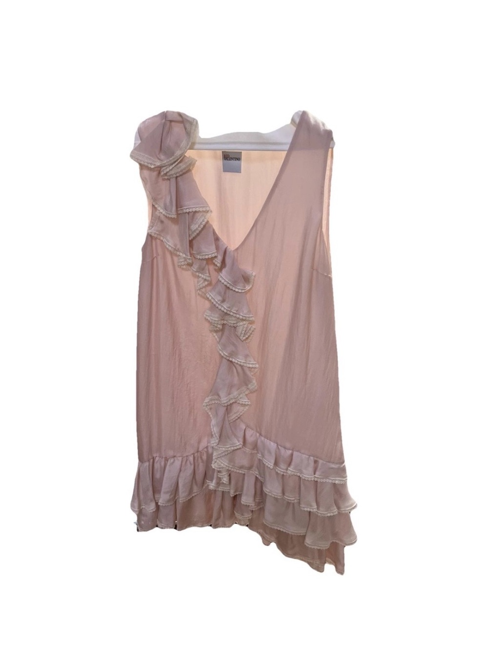 Red Valentino Garavani silk pink ruffle dress
